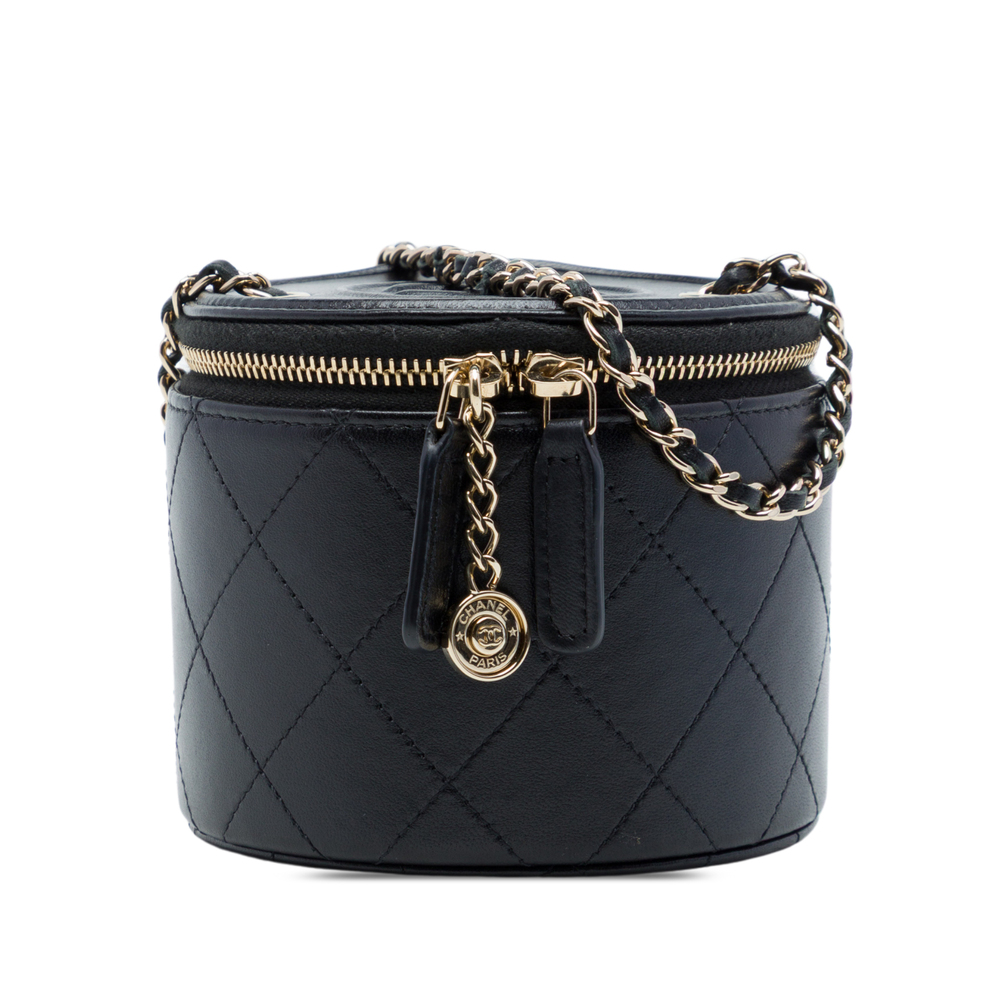 Pre-Loved Chanel Mini CC Quilted Lambskin Round Chain Vanity Bag